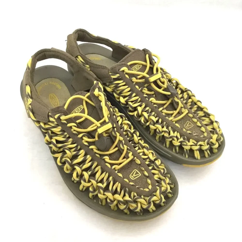 KEEN Uneek Hiking Sandals Shoes Womens (Waterproof) US 7 Yellow and Brown